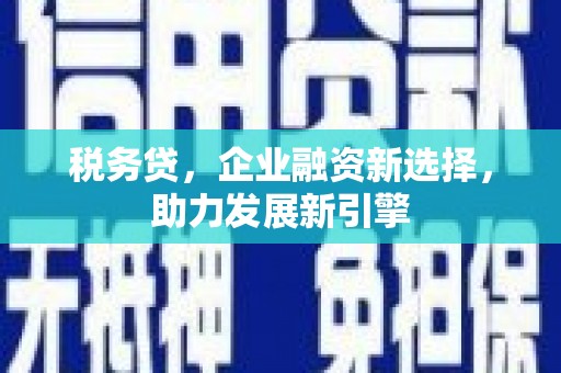 水城税务贷，企业融资新选择，助力发展新引擎