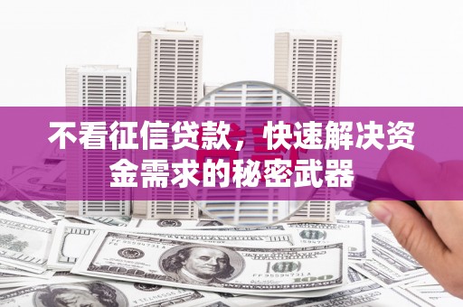 水城不看征信贷款，快速解决资金需求的秘密武器