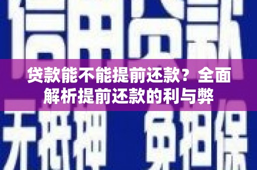 水城贷款能不能提前还款？全面解析提前还款的利与弊