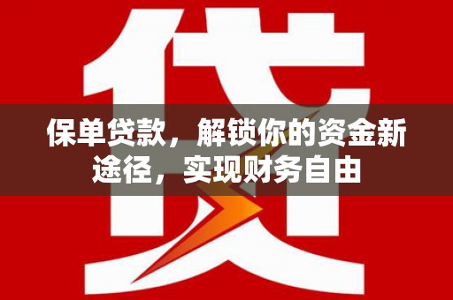 水城保单贷款，解锁你的资金新途径，实现财务自由