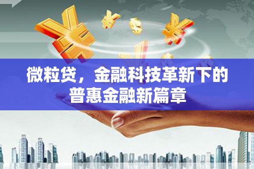 水城微粒贷，金融科技革新下的普惠金融新篇章
