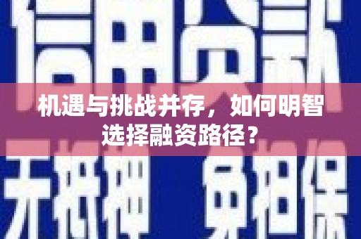 水城机遇与挑战并存，如何明智选择融资路径？